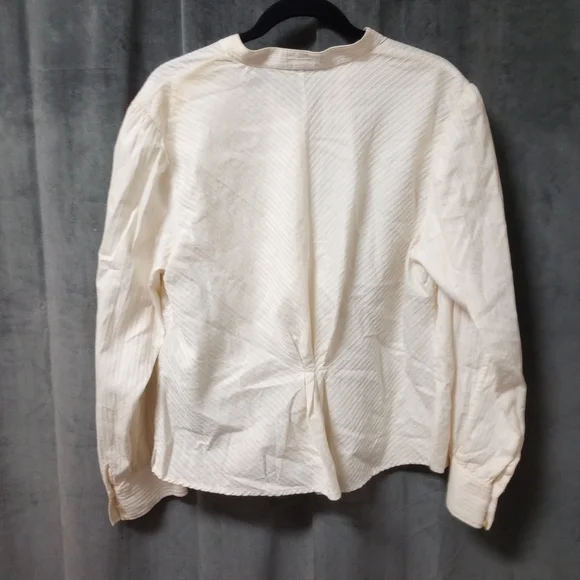 Vintage Ralph Lauren Cream High Neck Blouse Size 16 P2P 20 In Length 24.5 In - Picture 5 of 10